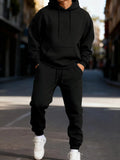 Man's Hoodie Set Winter Solid Color Two Pices Sets Long-Length Street Clothes Casual Sports Sweatpant Hoody Unisex Fashion Suit