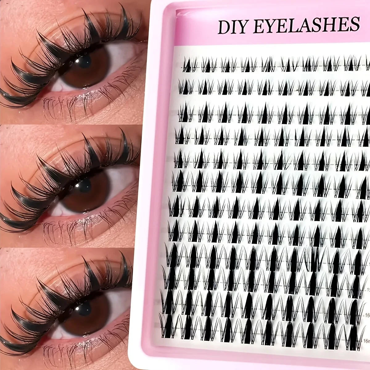 Manga Eyelash Cluster Sharp 320pcs, 13mm Length Slim Korean Makeup Eyelash Cluster, Asian Style Eyelashes Reusable, Beginner