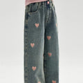 Pants Girls Spring Autumn New Trousers Straight Leg Wide Leg Jeans Childrens Jeans Middle Childrens Heart 2025