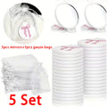 5 Sets Pink Bow Mini Pocket Mirror - Vanity Accessories For Women, Birthday Party Favors, Wedding Anniversary Bridal Shower Gift