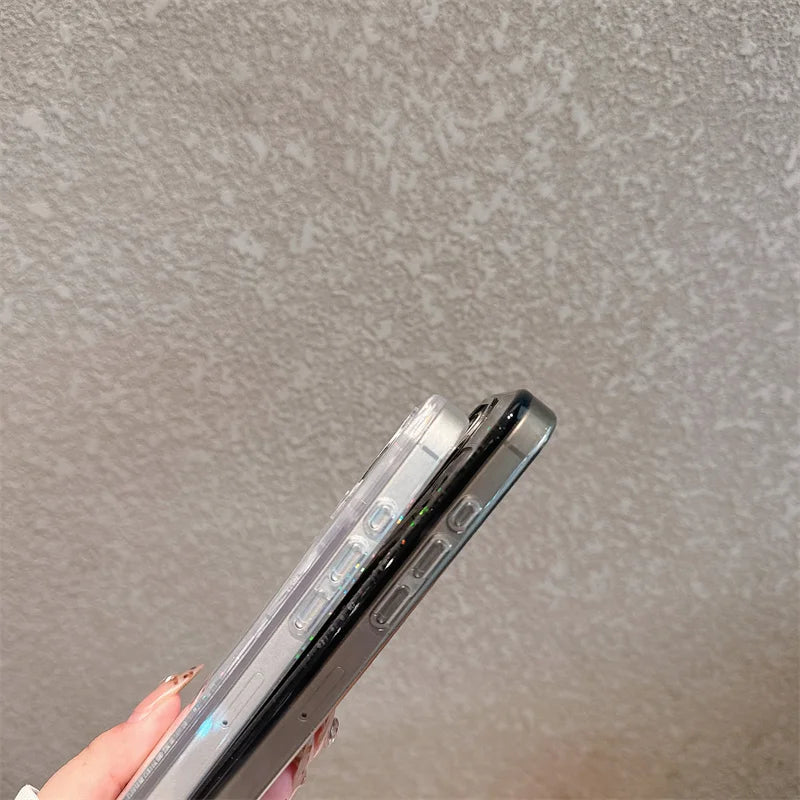Luxury Plating Ring for Magsafe Case for iPhone 15 16 17 Pro Max Magnetic Glitter Beads Quicksand Phone Cover Liquid Shell Funda