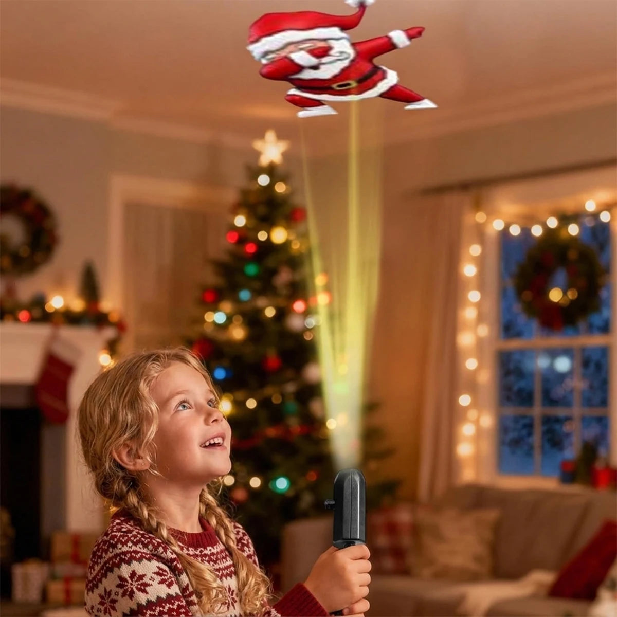 Christmas Projector Light Flexible Xmas Snow Santa Pattern Projection Lamp for Car Bedroom Party Holiday Decoration 4/6/10‑Pack