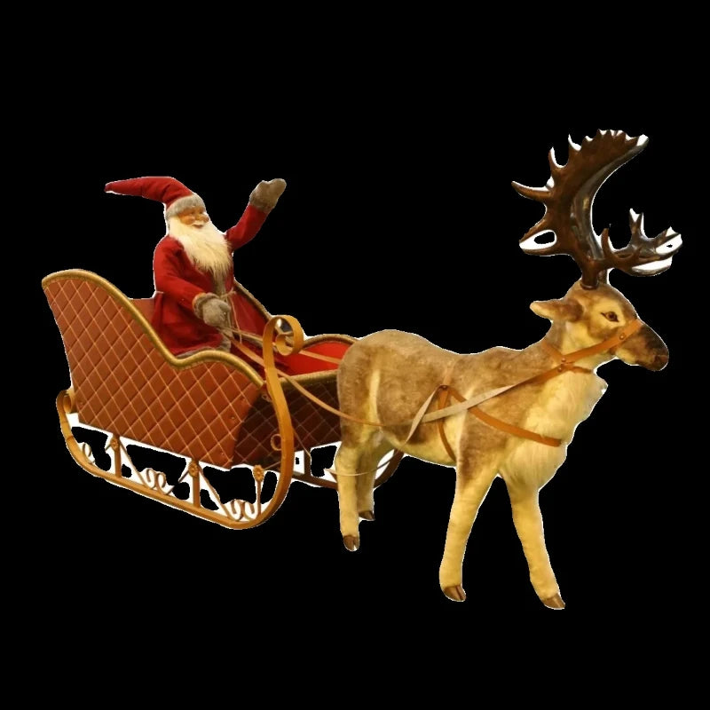 Klassische Weihnachtsmann-Schlitten-Dekoration mit Rentieren