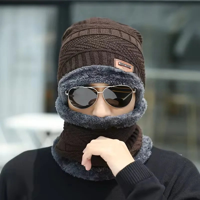 Winter Hat for Men Women Beanie Hats Scarf Glove Earmuff Set Thick Warm Slouchy Beanies Hat for Boy Girl Cap