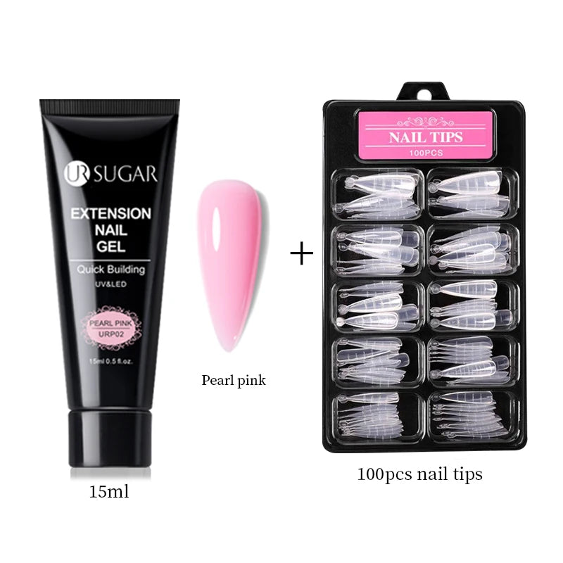 UR SUGAR 15ml Nail Extension Gel Set Acrylic Quick Building Hard Gel For Finger Prolong Form Tips Manicure Extension Tool Kits