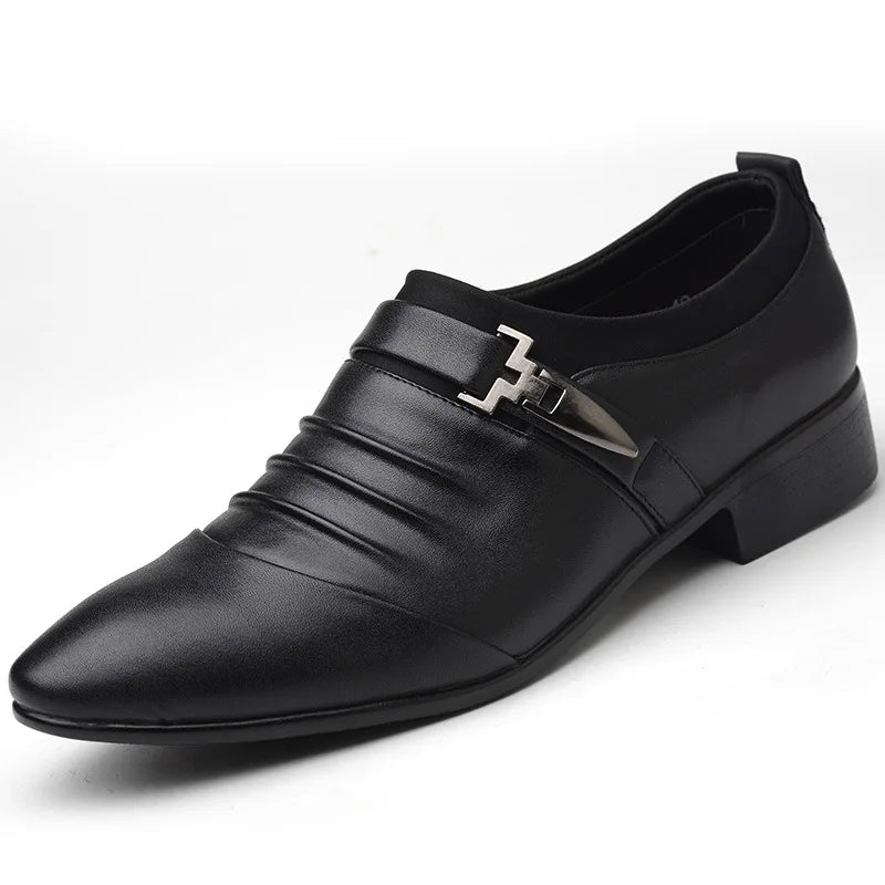 Mens Dress Shoes Business Leather Shoes Luxury Slip on Oxfords Point Toe Men Wedding Shoes Loafers Classic Plus Size Formal Shoe