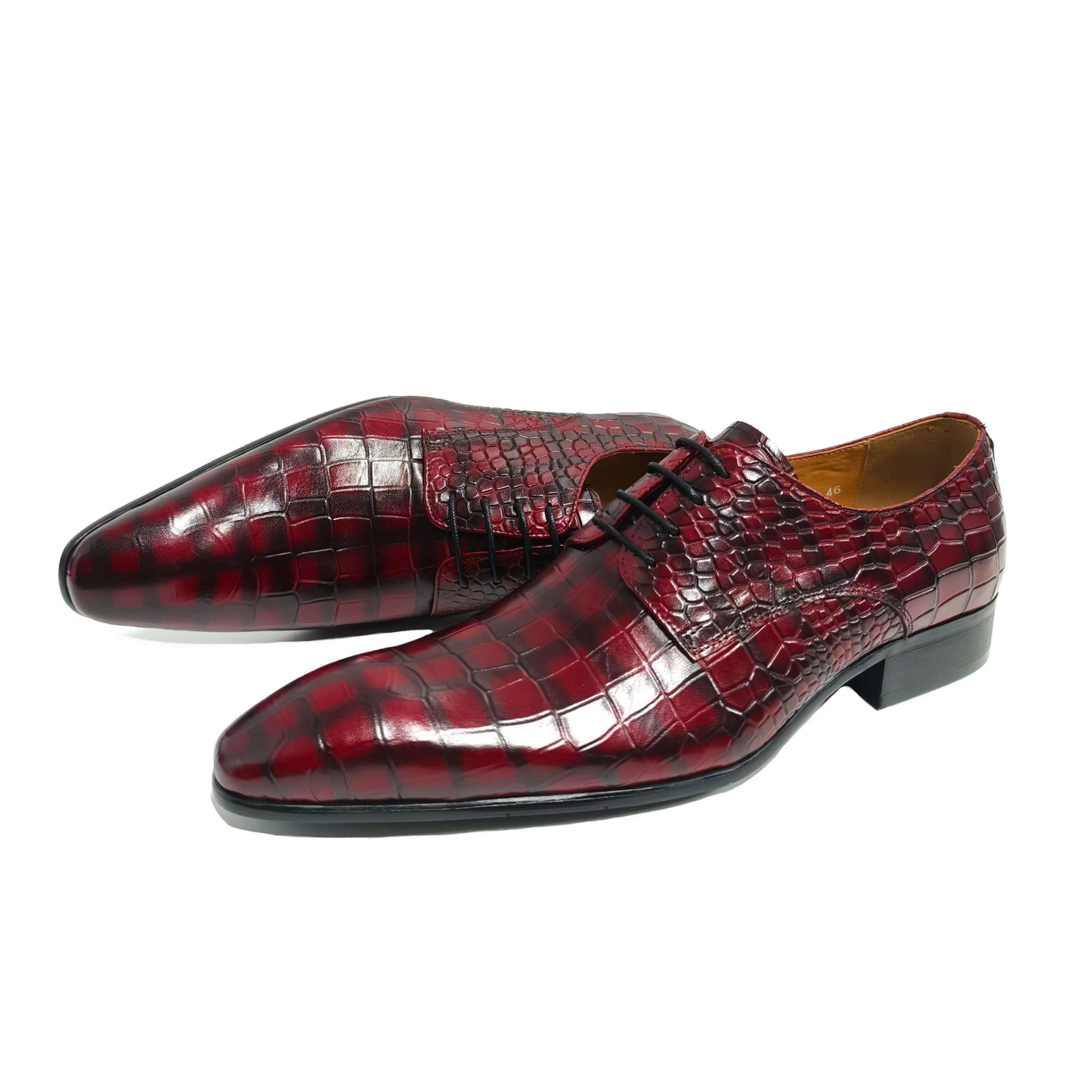 Wedding Evening Dress Shoes For Men Luxury Lace Up Oxfords Derby Shoes Customized Genuine Leather Show Party Fashion Shoe Red