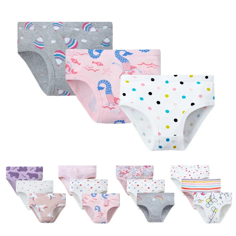 Baby Girls Panties 3pcs Per Pack Cotton Student Kids Cute Underwear Teen Panties Young Puberty Girls Underpant