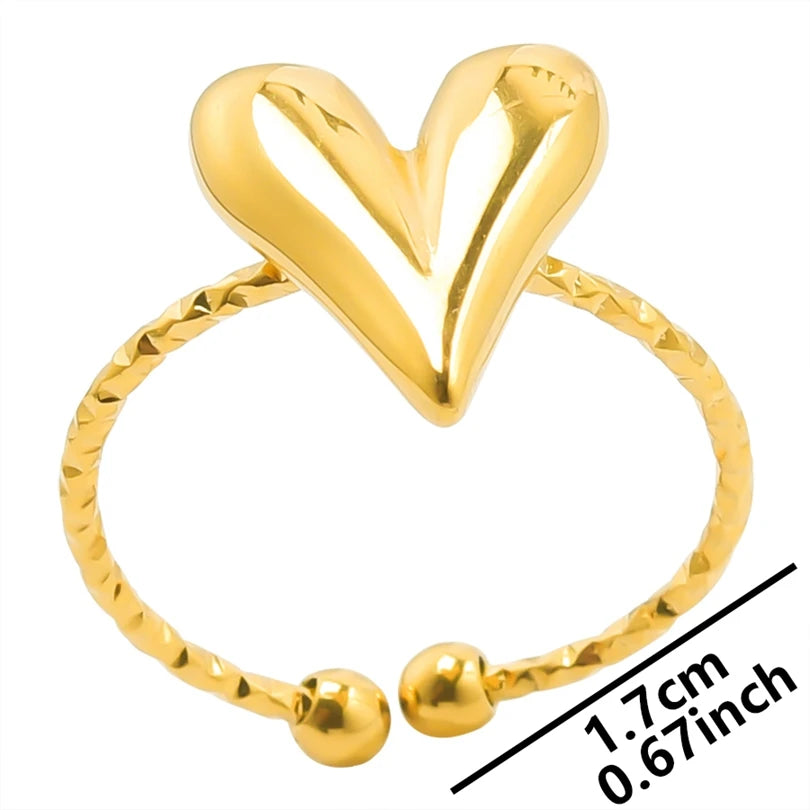 100% Stainless Steel Heart Jewelry Set For Women Accessories Cute Girl Supplies Love Earrings/Rings/Necklace Fashion Party Gift