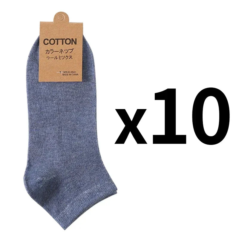 10 Pairs/Lot Men's Breathable Cotton Socks Hot Selling Low Tube Solid Color Comfortable Simple Fashion Gifts Male Ankle Sock