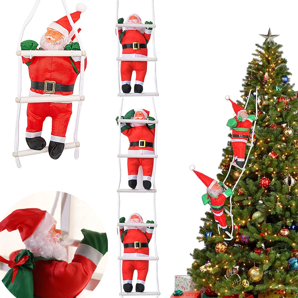 Kletternder Weihnachtsmann am Seil – Lustige Weihnachtsdekoration