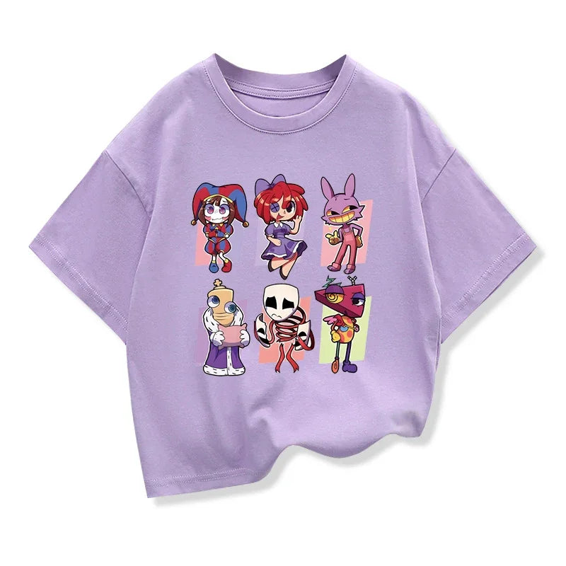 Kids Clothing Tees Summer The Amazing Digital Circus Graphic Fashion Short Sleeve T-shirt Children's Loose T Shirts O-neck Tops