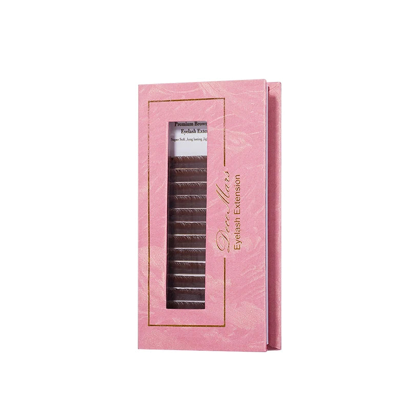 DeceMars Brown Matte Ellipse Flat Eyelash Extension - Lightweight Individual Lashes with Soft Tips for Natural Native