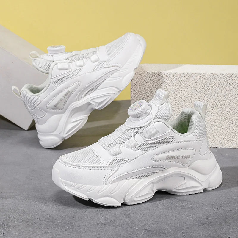 Kids White Sneakers Anti Skid Outdoor Sport Tennis Breathable Casual Children Comfortable Walking Shoes Size 28-40