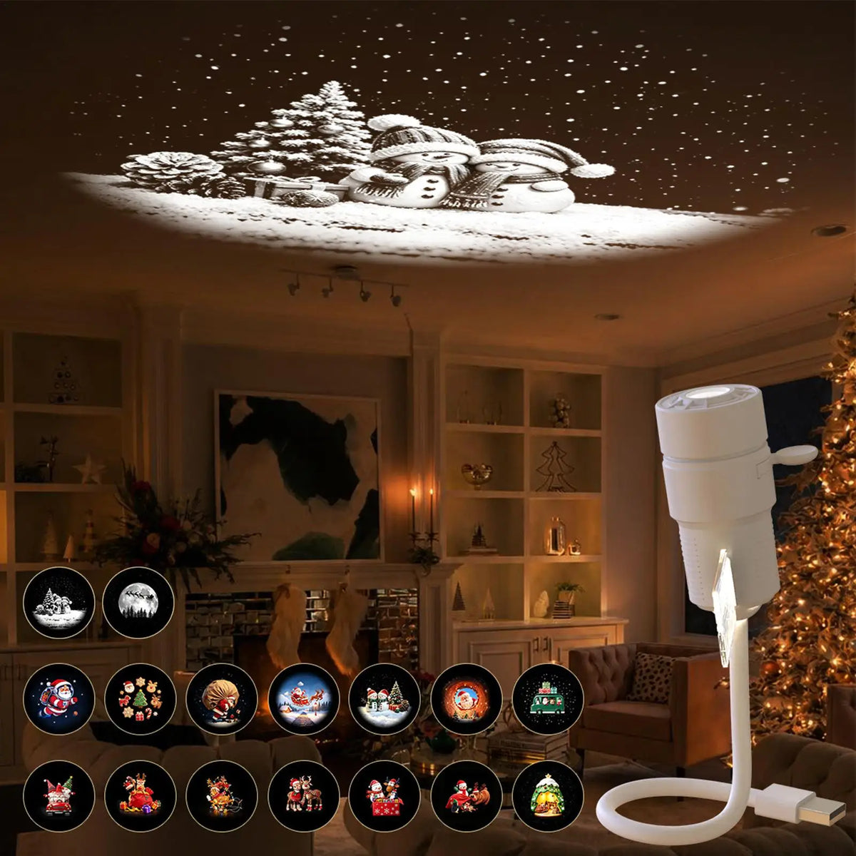 Christmas Projector Lights Indoor USB Powered Plug And Play Galaxy Light Festive Lamp Projector Home Decor For Kids Adults Home