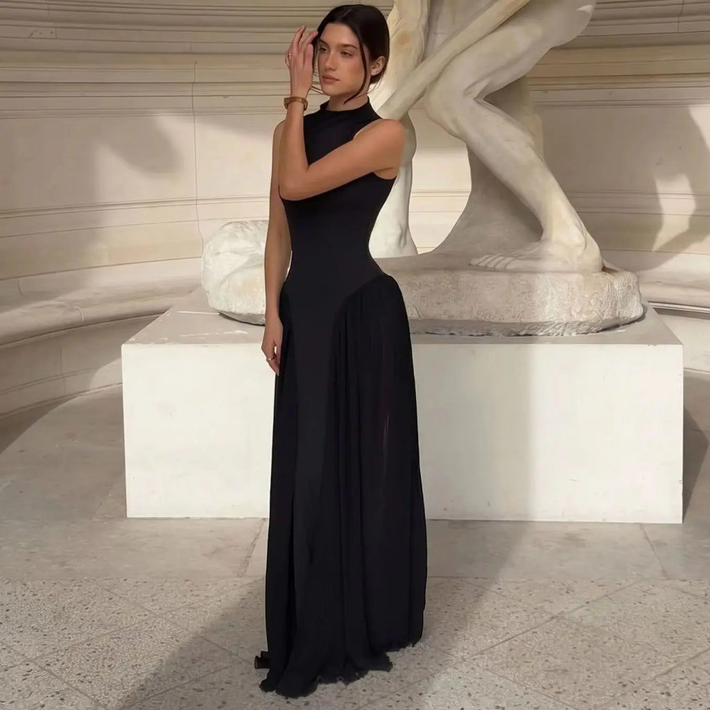 Sharon Said Women' s Elegant Evening Dress with Sleeveless Chiffon Flowing A-Line Wedding Guest Gowns High Neck SF154 Customized