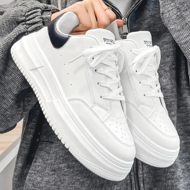 Men's Sneakers Outdoor Casual Shoes Fashion Lace-up Flat Running Shoes Low Top Breathable Tennis Shoe White Platform Men's Shoes