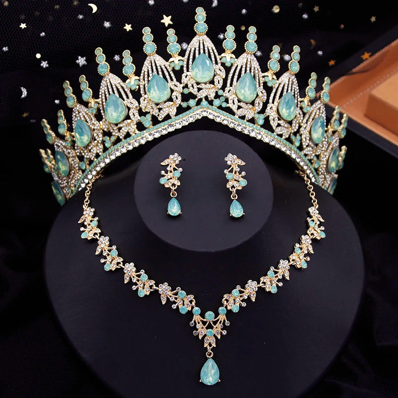 Women Bridal Jewelry sets with Tiara set Bride crown and necklace Earrings sets Princess Wedding Party Prom