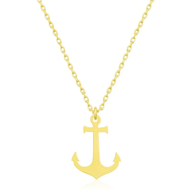 Stainless Steel Necklace For Women Men Hip Hop Punk Geometric Sea Anchor Pendant Choker Jewelry Bijoux Party Minimalist Gifts