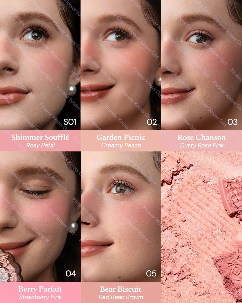 FLOWER KNOWS Sweet Treats Full Face Set Makeup Gift Set All In Shimmer Eye Shadow Palette Blush Powder Lip Jelly Gift Box