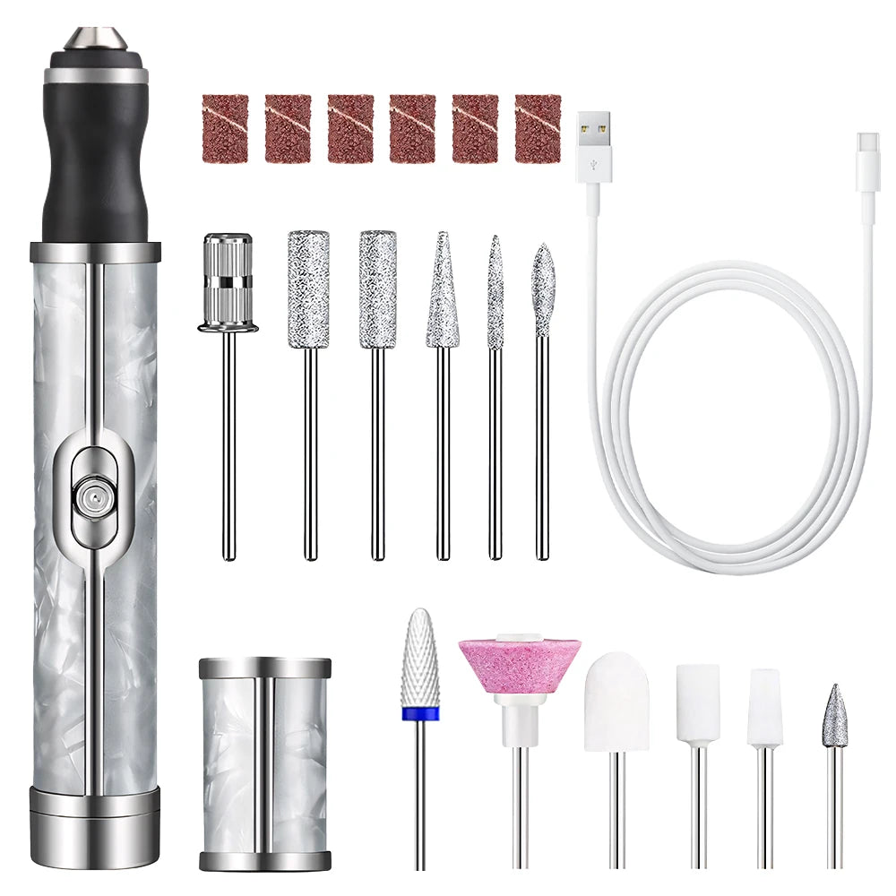 Professional Manicure Pedicure Kit, Cordless Rechargeable Nail Set for Manicure Polishing, Shaping and Gel Removal at Home Salon
