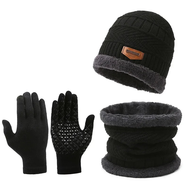 Winter Hat for Men Women Beanie Hats Scarf Glove Earmuff Set Thick Warm Slouchy Beanies Hat for Boy Girl Cap