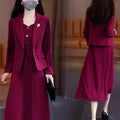 Women's Suit Coat Set Dress Thin Long Sleeve Two-Piece Set Spring Autumn High Waist A-Line Skirt Korean Style Commute Fashion