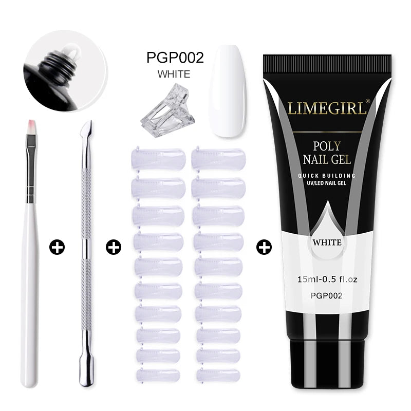 LIMEGIRL  Poly Nail Gel Set Manicure Set Gel Cuticle Pusher Finger Extend Mold Nail Kit All For Quick Extension Manicure Set
