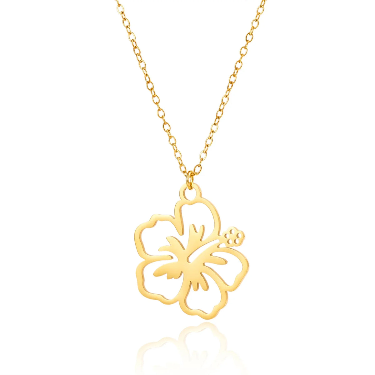 Stainless Steel Necklace For Women Light Luxury Hollow Flower Pendant Clavicle Chain Choker Party Minimalist Jewelry Gifts