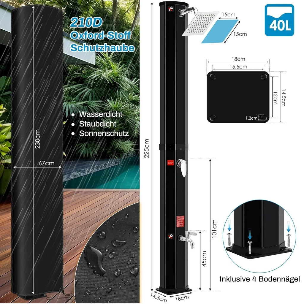 Premium Solar-Gartendusche für Außenbereich