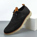 Men Knit Oxford Shoes Breathable Fly Woven Upper Lightweight Thick Sole Lace-up Casual Business Walking Sneakers