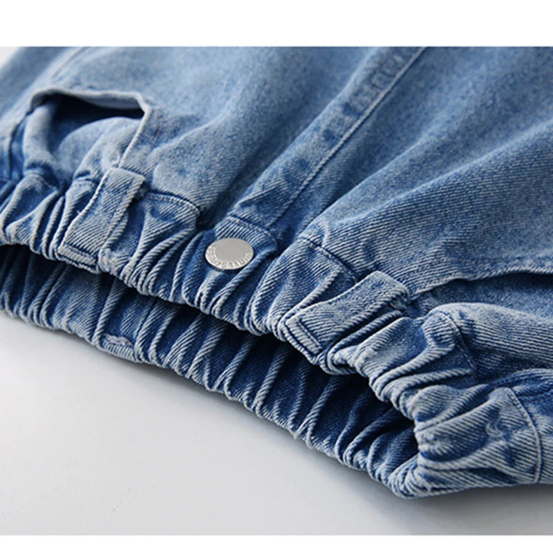 3-12 Years Girls Denim Pants Teenager Wide Leg Pants Children Trousers Spring Autumn Star Pattern Girls Jeans New Kids Clothes