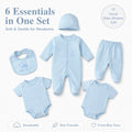 Newborn Baby Boy Clothes 6Pcs Set Infant Bodysuits Romper Pants Bib Hat Soft Baby Clothing Outfit Newborn Essentials 0-12M