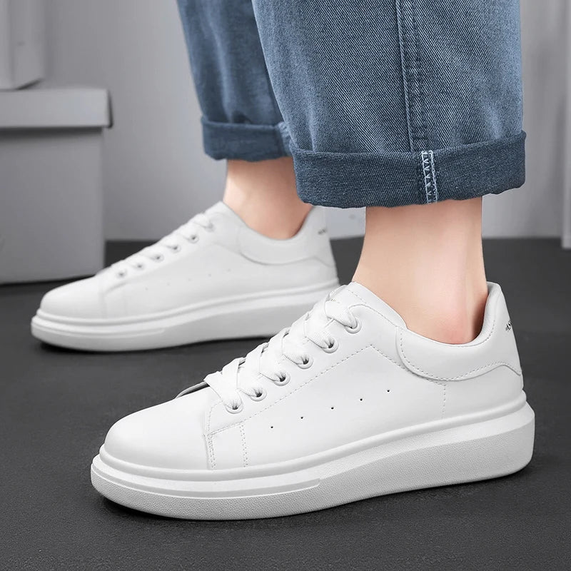 Classic Black White Platform Sneakers for Women Men Soft Sole Comfortable Casual Daily Wear Walking Shoes