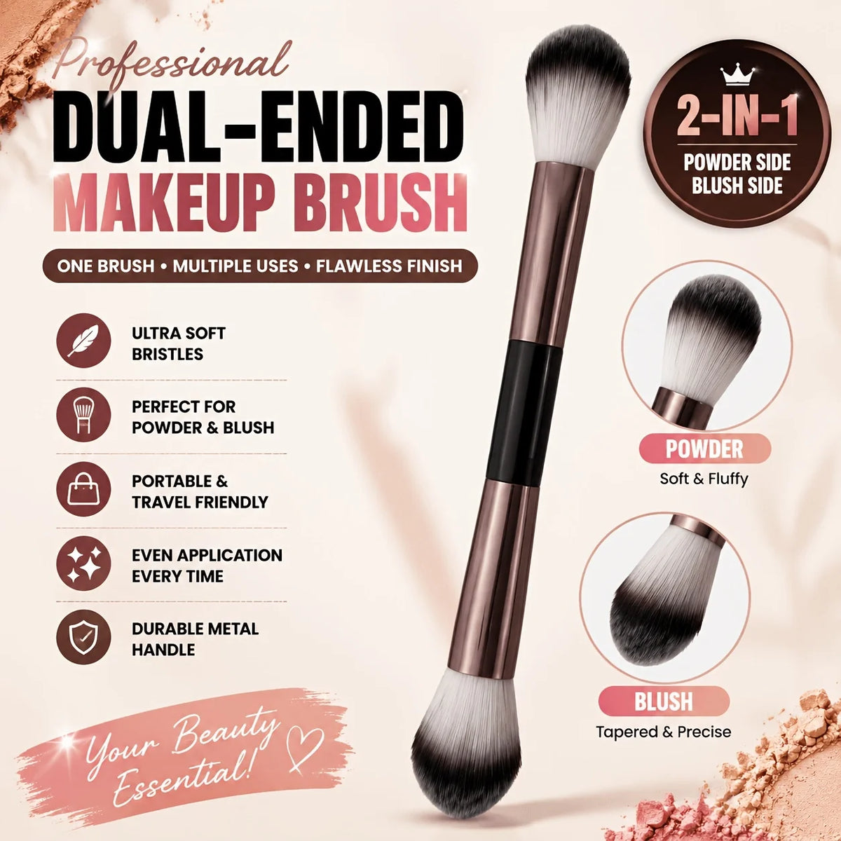 👉 Doppelseitiger Make-up Pinsel für Puder & Foundation