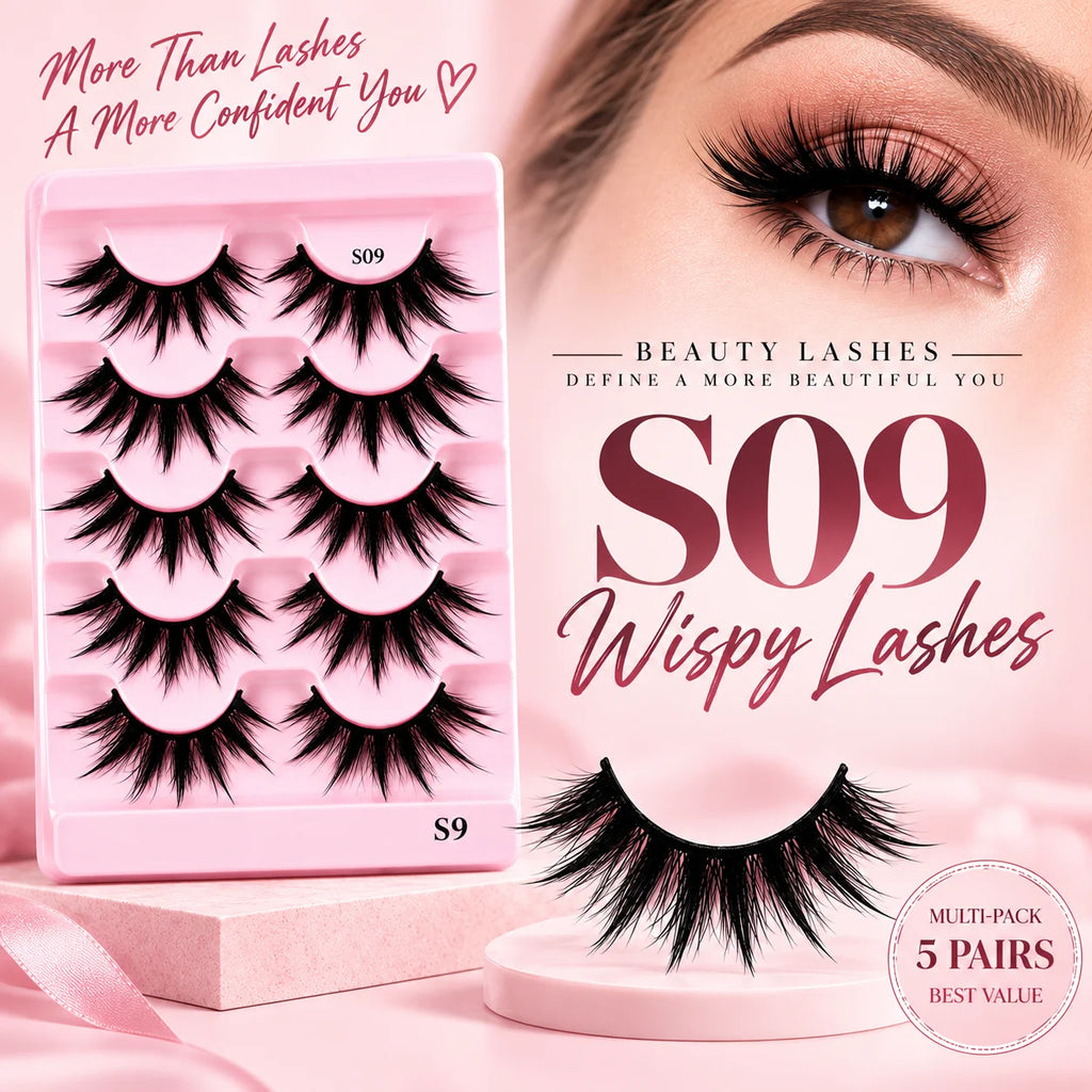 Yiernuo 1/5 Pairs Cosplay Anime Eyelashes Manga Lashes Dramatic Fairy Clusters Lashes Wet Look Lashes