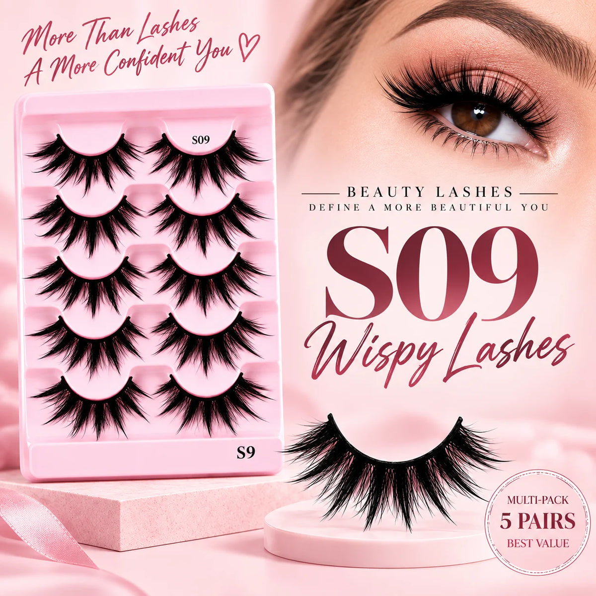 Yiernuo 1/5 Pairs Cosplay Anime Eyelashes Manga Lashes Dramatic Fairy Clusters Lashes Wet Look Lashes