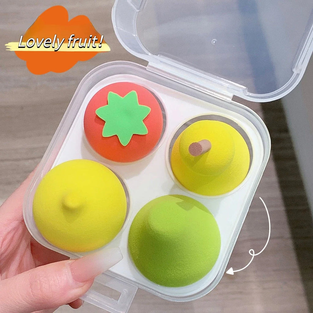 4Pcs/box Makeup Sponge Set Cute Fruit Cosmetic Puff for Foundation Cream Concealer Powder Face Make Up Blender Beauty Tools Pear