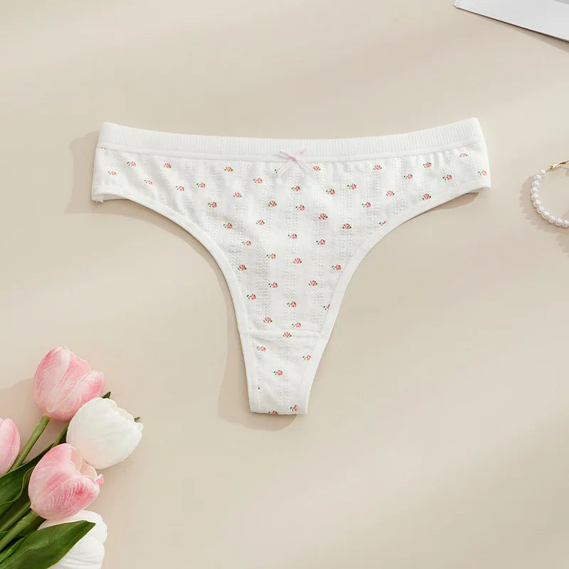 Cotton Girls Panties Cute Sexy Women Briefs Lady Thong BowKnot Underwear G String Female Lingerie
