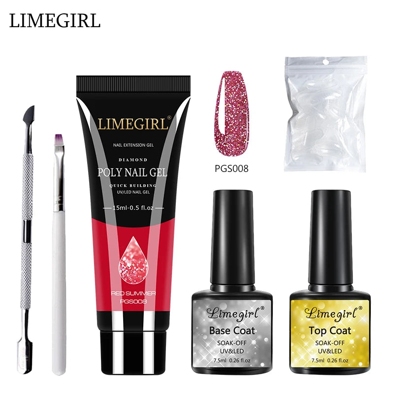LIMEGIRL  Poly Nail Gel Set Manicure Set Gel Cuticle Pusher Finger Extend Mold Nail Kit All For Quick Extension Manicure Set