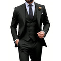 Herrenanzug, 3-teiliges Anzugset für Herren, elegant, unifarben, modisch, Slim Fit, mit zweireihigem Sakko, Weste und Hose, Businesslook