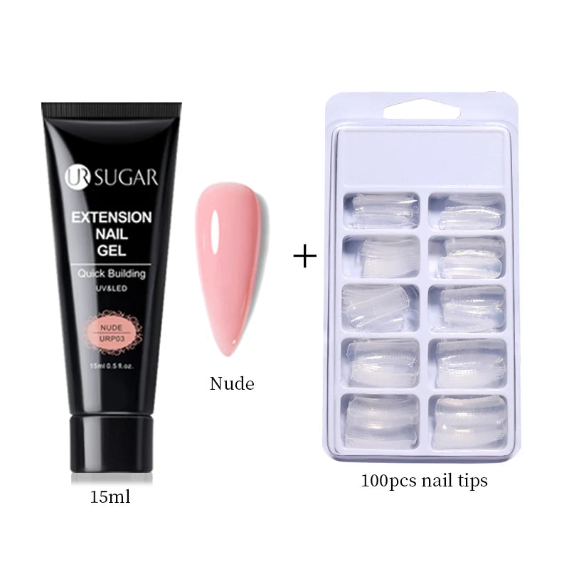 UR SUGAR 15ml Nail Extension Gel Set Acrylic Quick Building Hard Gel For Finger Prolong Form Tips Manicure Extension Tool Kits
