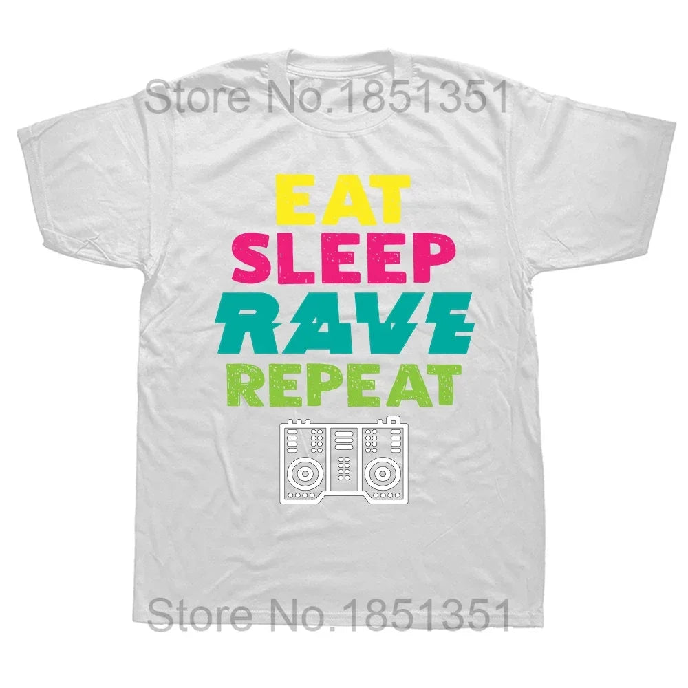 Techno Rave T Shirt Dj Electronic Dance Music Summer Graphic Cotton Streetwear Short Sleeve Birthday Gifts T-shirt Mens Clothing