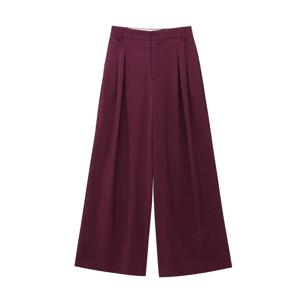 Damen-Blazer-Set mit plissierter Hose mit weitem Bein, eleganter Damenanzug, neu in passenden Zweiteilern für Damen, 2010738