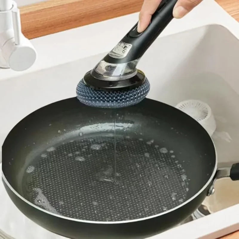 Premium Spülbürste mit langem Griff und Spülmittelspender