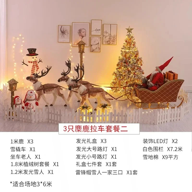 Klassische Weihnachtsmann-Schlitten-Dekoration mit Rentieren