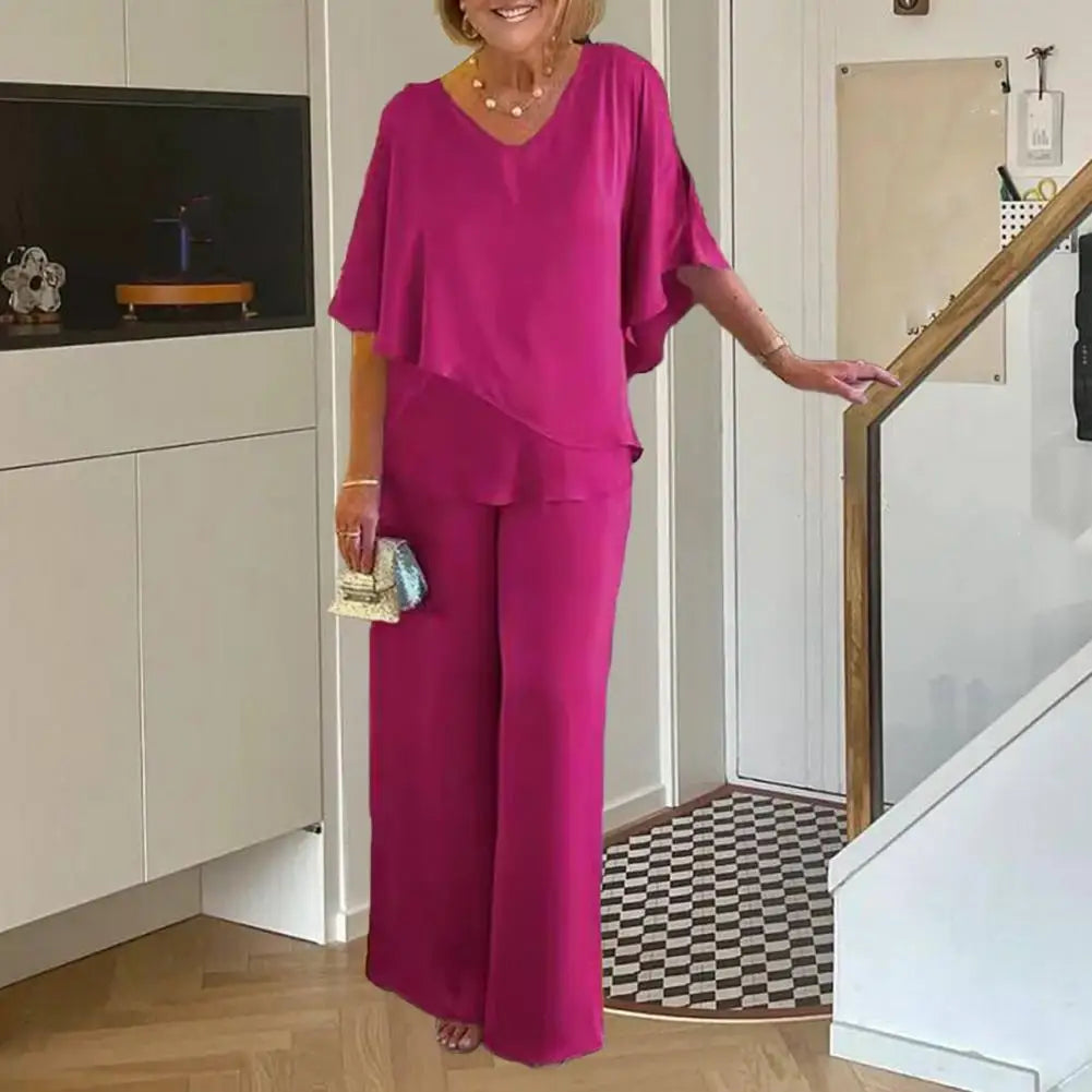Women's Casual 2-piece Set Suit Spring Fall New High Waist Top And Pants Set Loose O-neck Blouses Suit Women Clothes Lounge Suit