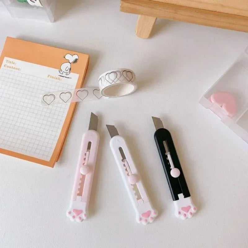 Mini Cute Cat Paw Utility Knife Lovely Cat Paw Kawaii Open Box Cutter Letter Envelope Opener Mail Knife School Office Supplies