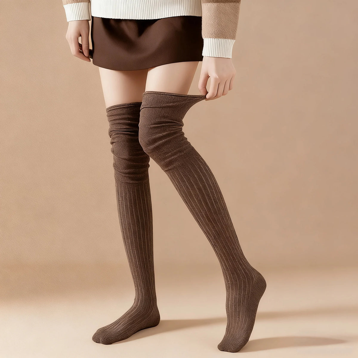 Fashion Pure Cotton Knee-high Socks Solid Color Keep Warm Long Tight Socks Boot Socks Fall Winter