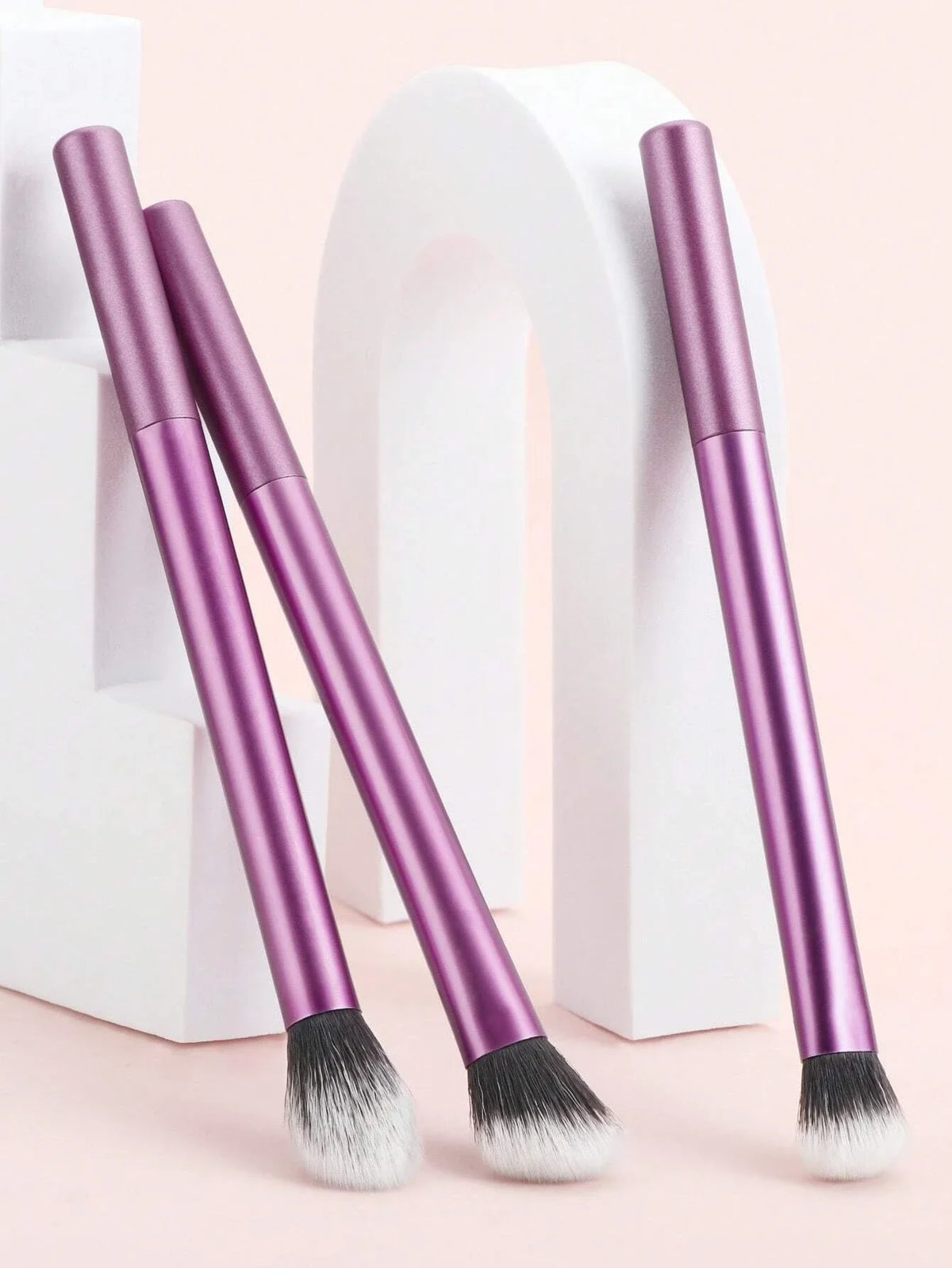 3pcs Makeup Brush Set Including Highlight Brush, Eyeshadow Brush & Concealer Brush, Tools In Gift Box